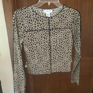 KIRIOUS Los Angeles  Leopard Print Sheer Crop Blouse Size S  NWT